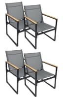 VCM Gartenstuhl Set 4-tlg. Lounge Volasi Anthrazit Metall Textilene Bild 3