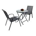 VCM 3-tlg. Gartenmöbel Set mit klappbarem Glastisch und 2 Stühlen Bild 1