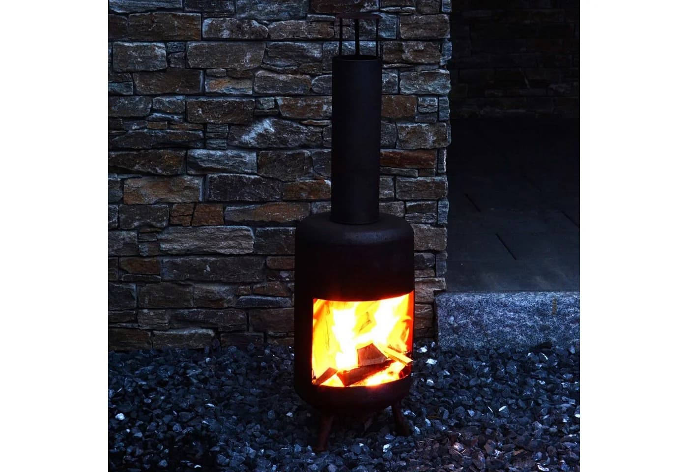 UNUS GARDEN Feuerstelle Gartenkamin Schwarz Metall - Bild 3