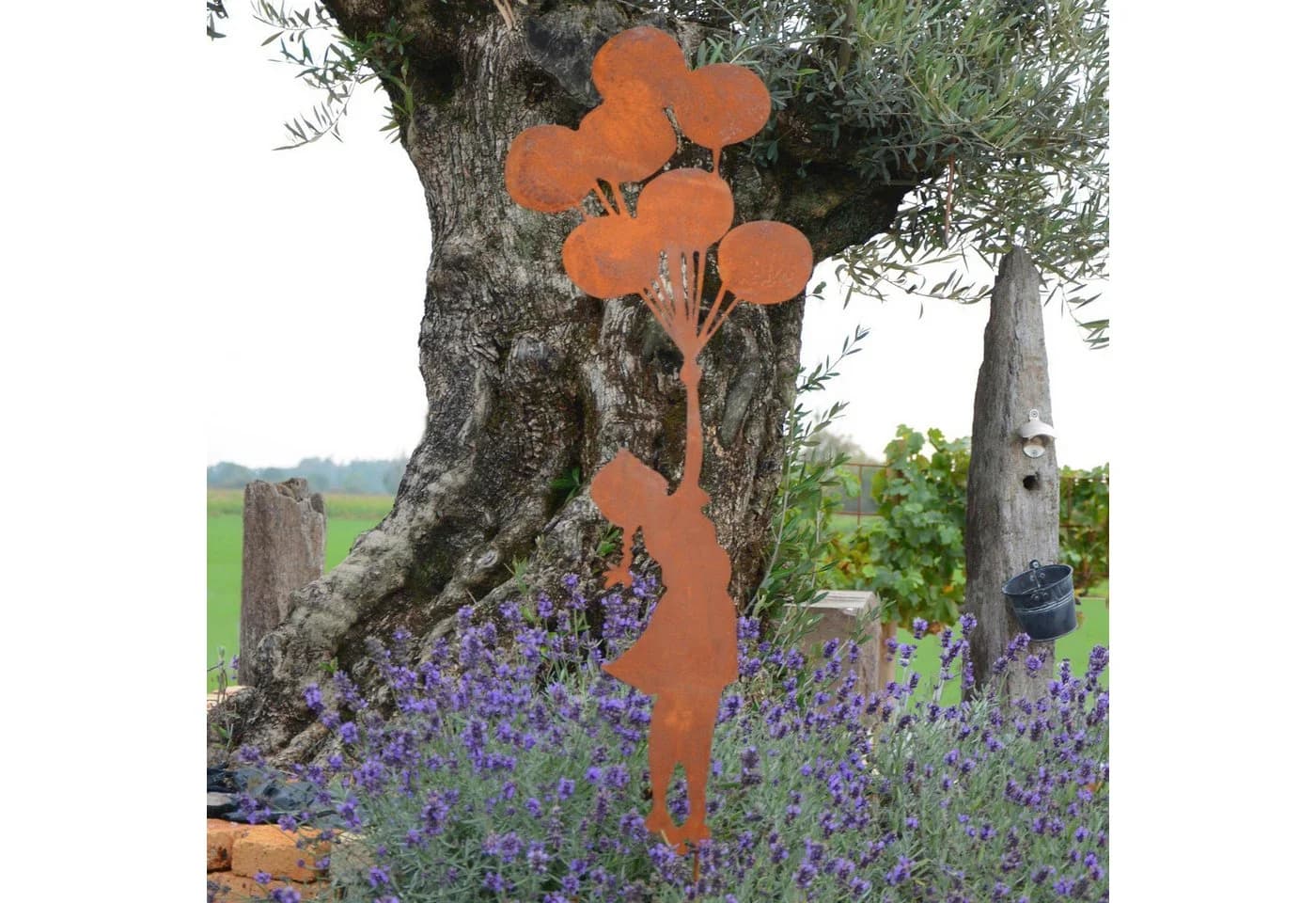 UNUS GARDEN Gartenstecker Mädchen mit Ballons Edelrost - Bild 5