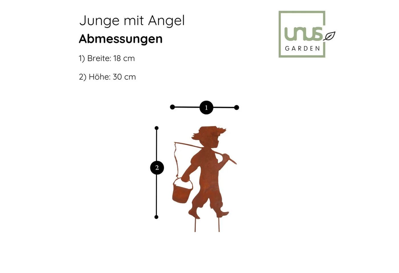 UNUS GARDEN Gartenstecker Junge mit Angel Rostoptik Metall - Bild 4