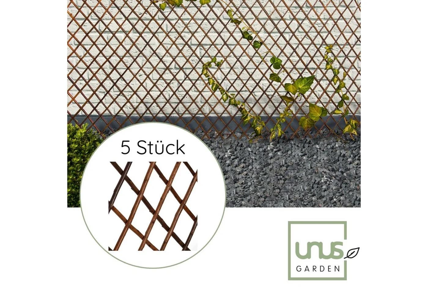 UNUS GARDEN Weiden-Rankgitter 5er Set Variabel Sichtschutz