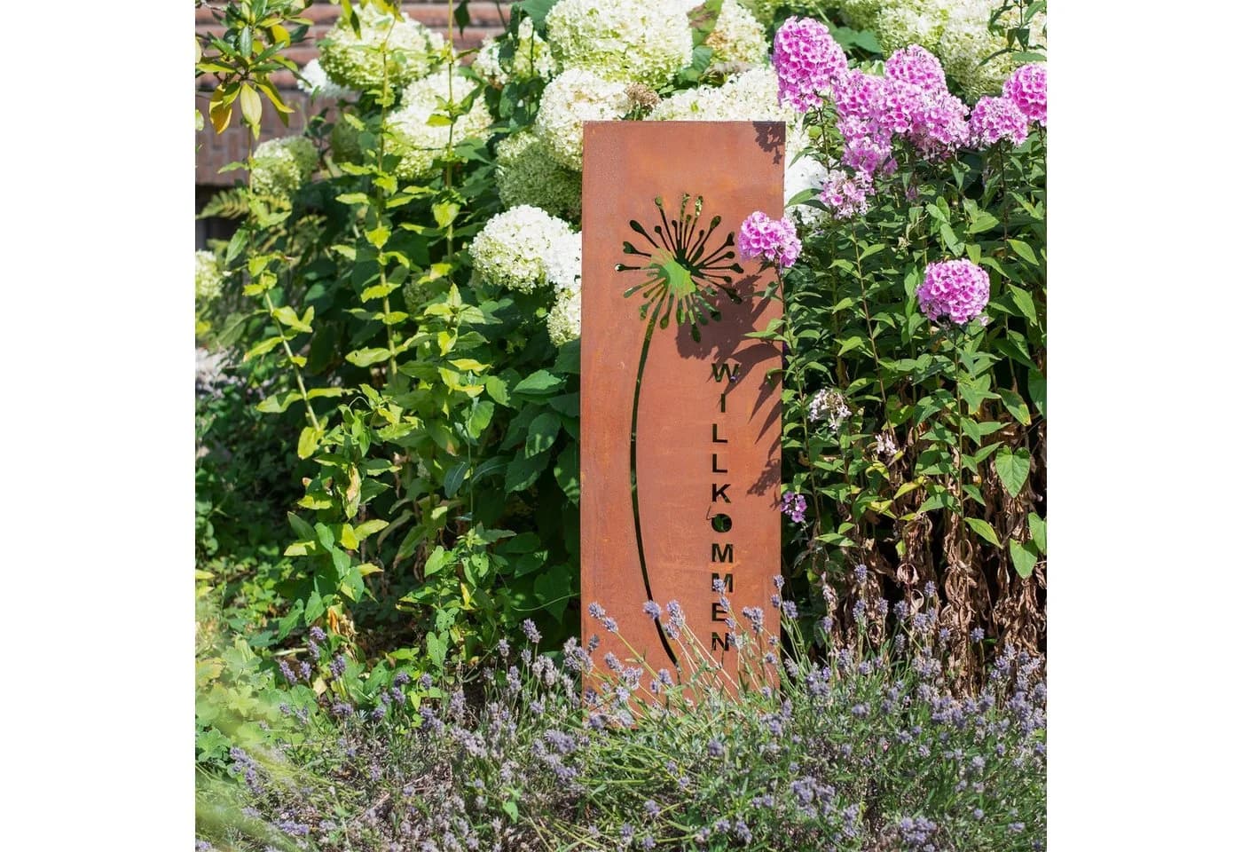 UNUS GARDEN Gartenstecker Pusteblume Metall Rostoptik