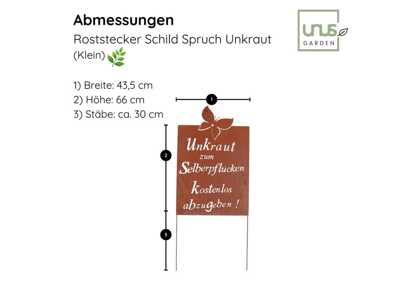 UNUS GARDEN Gartenstecker Roststecker Schild Spruch Unkraut - Bild 4