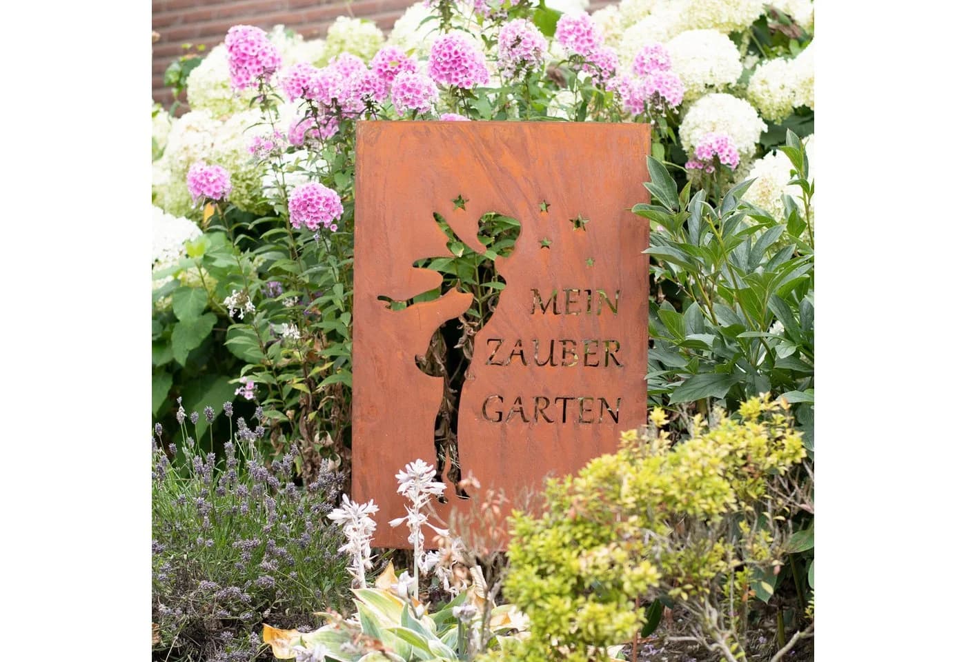 UNUS GARDEN Gartenstecker Roststecker Schild Zaubergarten Metall Rostoptik