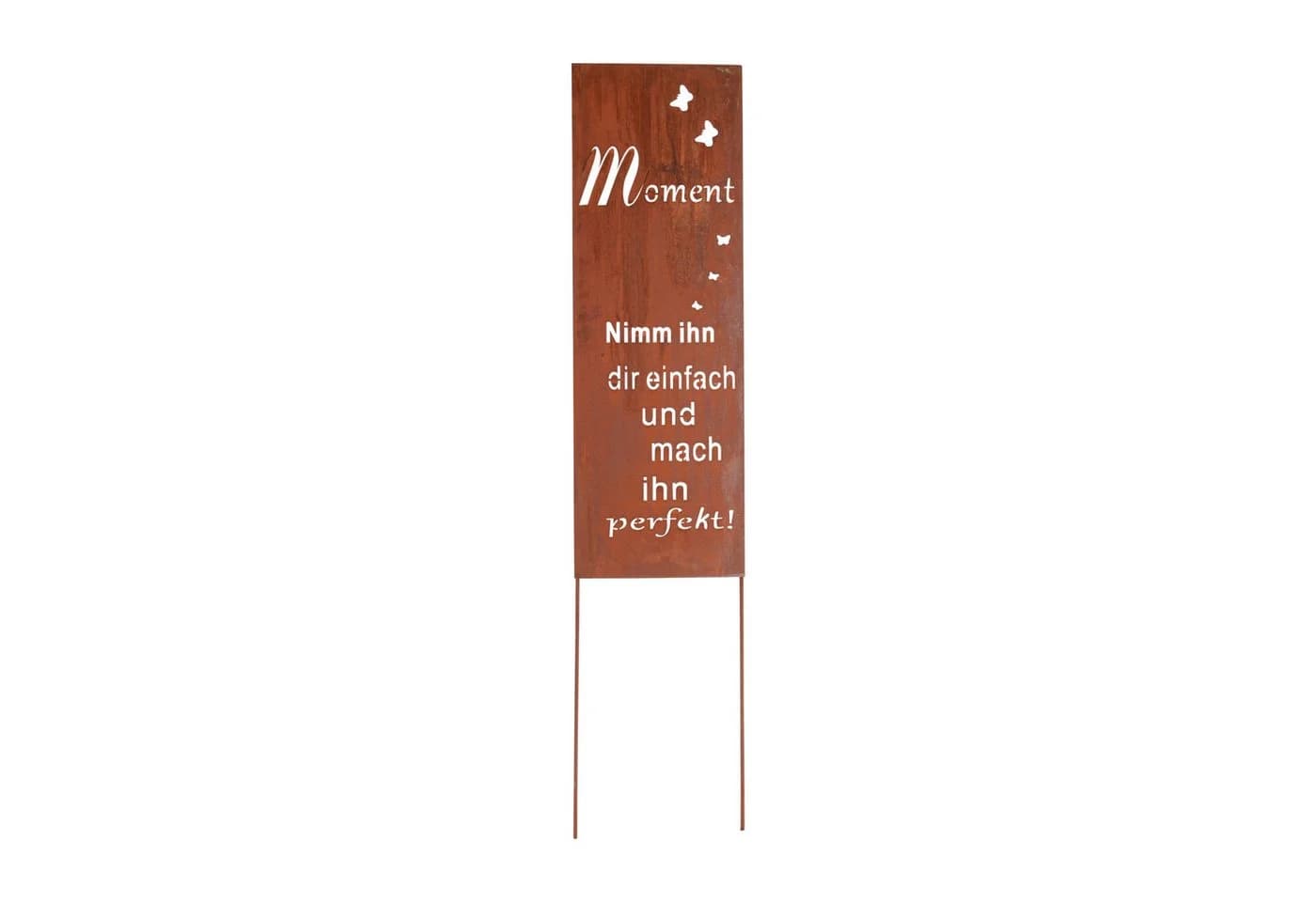 RM Design Gartenstecker Rostoptik Spruch 'Moment' Metall - Bild 2