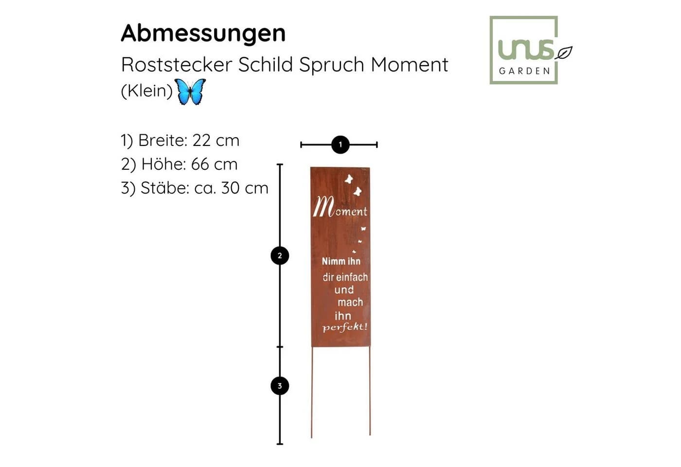 RM Design Gartenstecker Rostoptik Spruch 'Moment' Metall - Bild 4