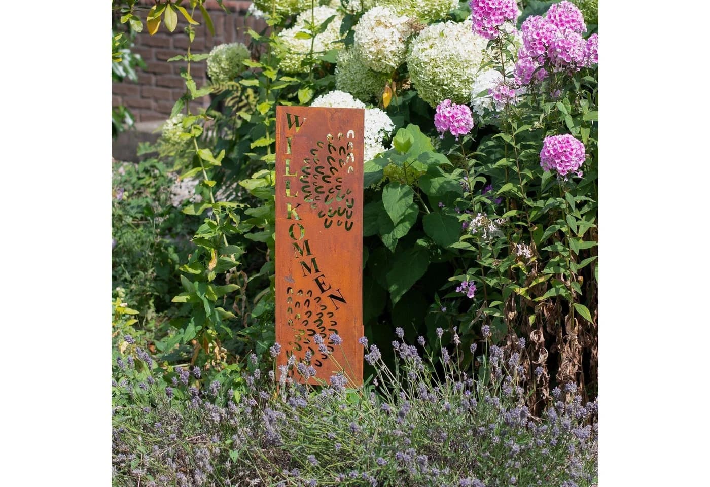 UNUS GARDEN Gartenstecker Rostoptik Willkommen Schild Metall - Bild 3