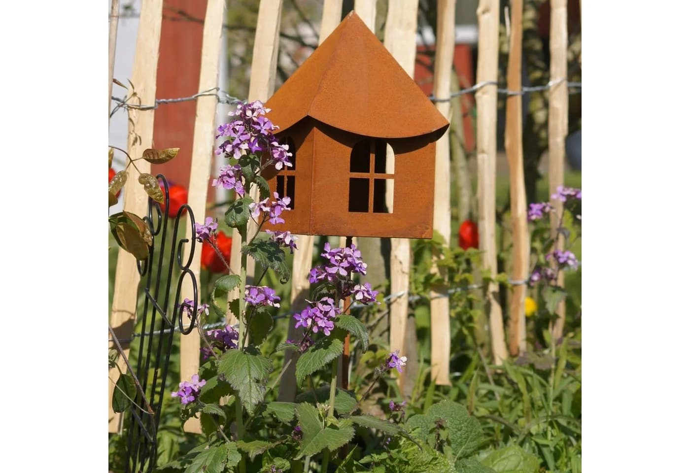 UNUS GARDEN Gartenstecker Haus Rostdeko Metall Dekoration