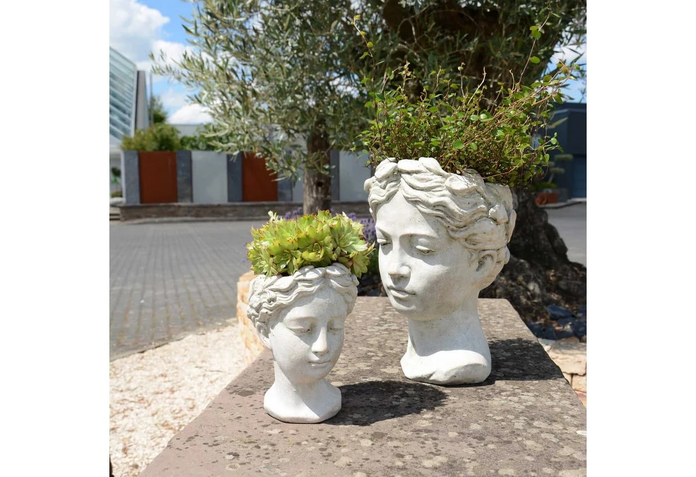UNUS GARDEN Blumentopf Büste Frauenkopf Beton Grau - Bild 3