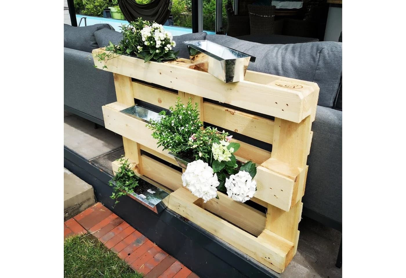 UNUS GARDEN Blumenkasten Zink Europalette 38cm