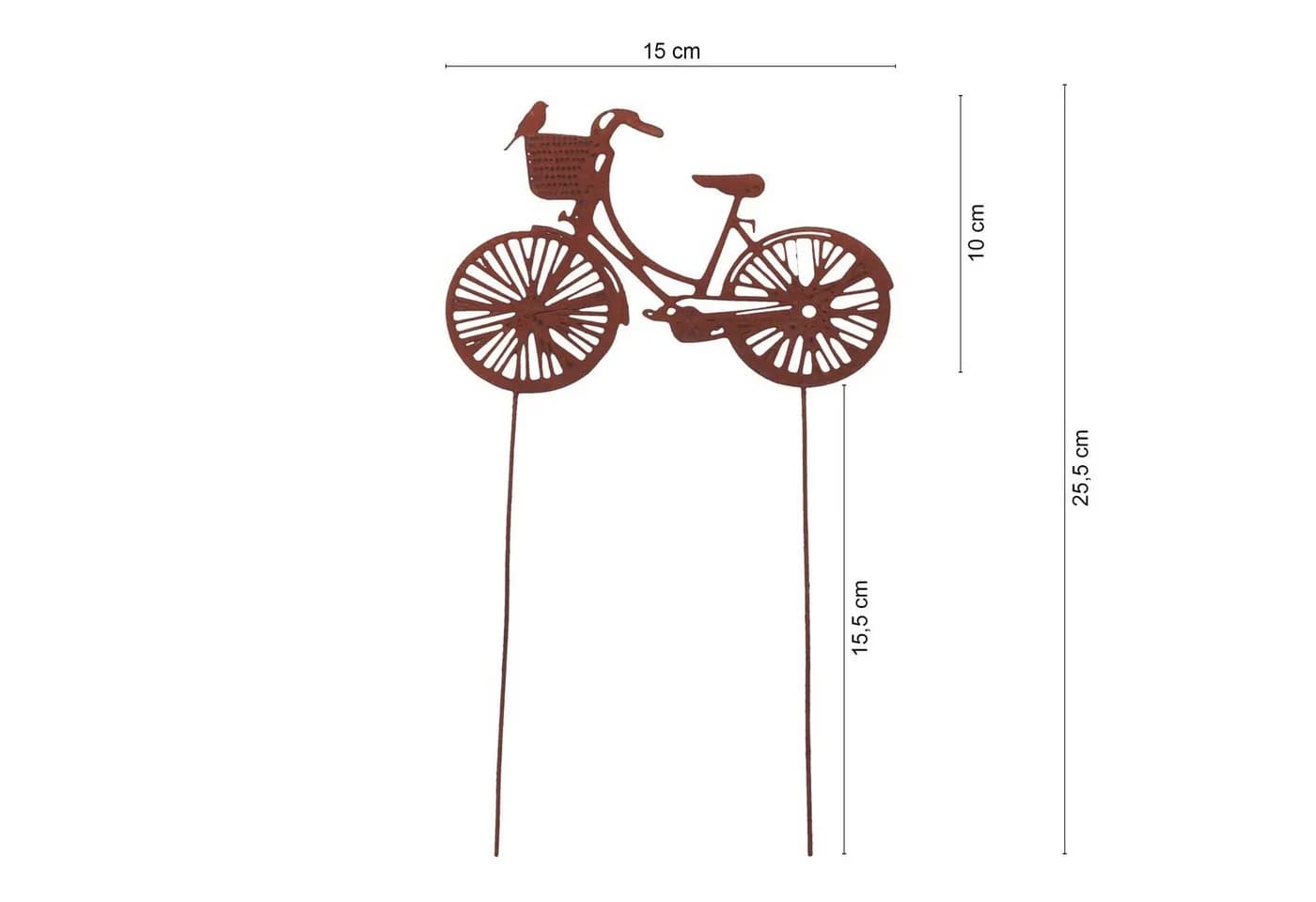 UNUS GARDEN Gartenstecker Fahrrad Edelrost Metall