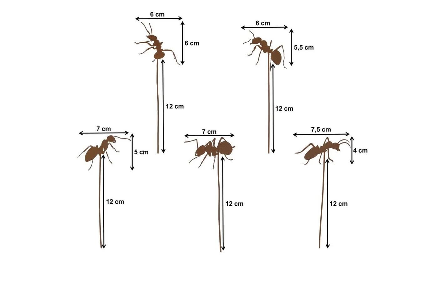 UNUS GARDEN Gartenstecker 5er Set Rostoptik Metall