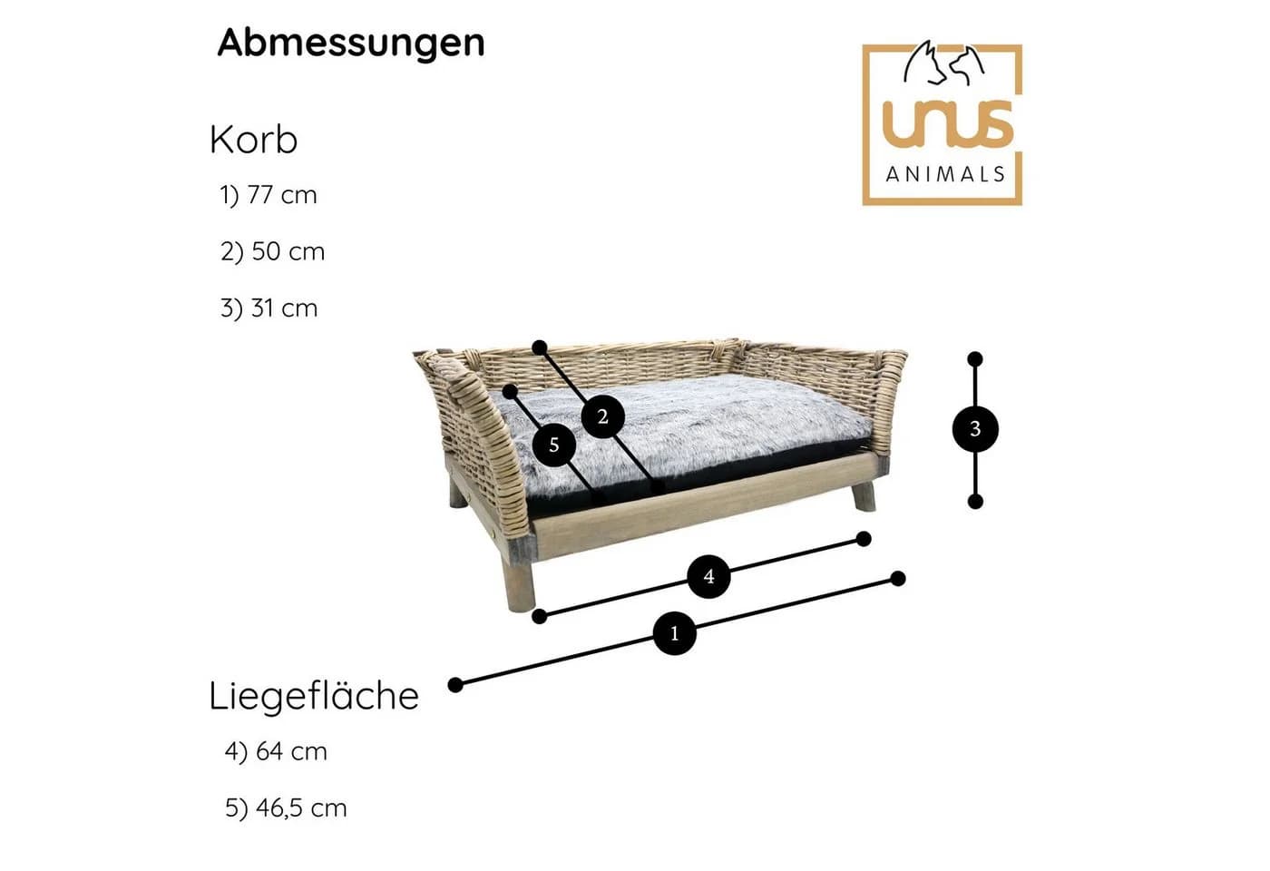 UNUS ANIMALS Hundebett aus Weide mit waschbarem Kissen - Bild 5