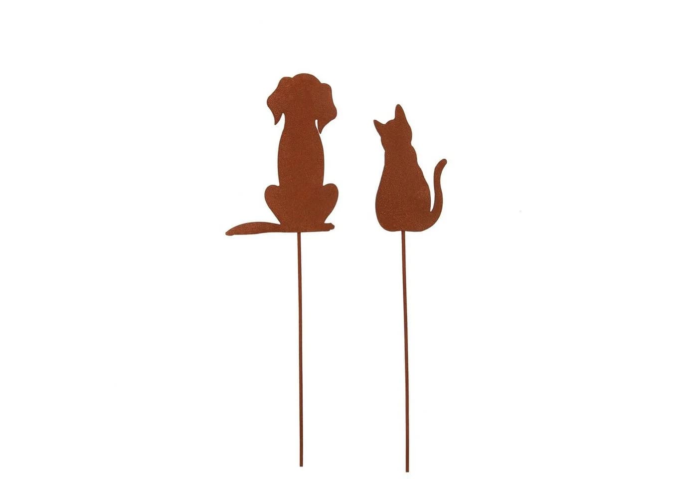 UNUS GARDEN Gartenstecker 2er Set Hund Katze Metall Rostoptik - Bild 2