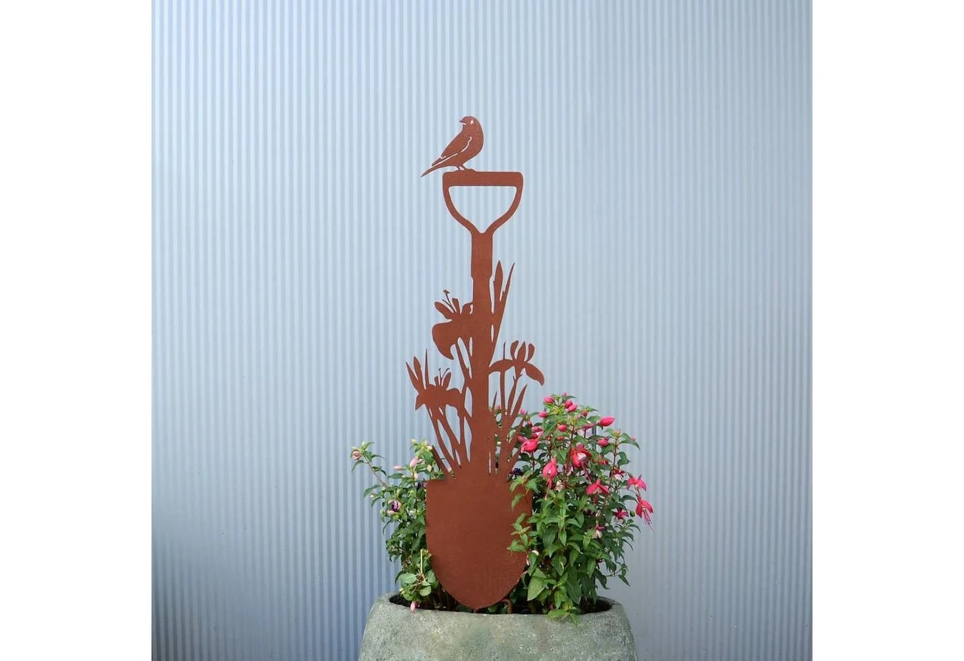 UNUS GARDEN Gartenstecker Spaten mit Blumen Rostoptik - Bild 3