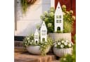 UNUS GARDEN Gartenstecker 3er Set Weißoptik Metall Häuser Deko Bild 1
