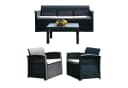 relaxdays Gartenlounge-Set 4-teilig Grau/Schwarz PP-Rattan Bild 2