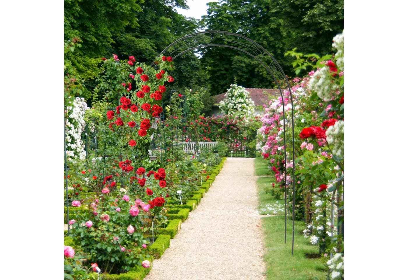 relaxdays Rosenbogen Rankbogen für Rosen mit Verzierung Grün