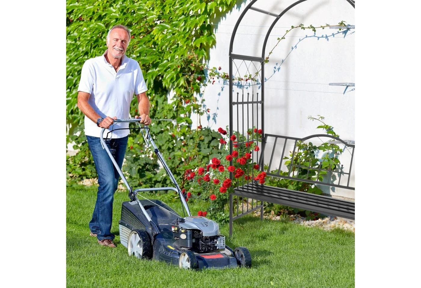 relaxdays Rosenbogen mit Bank Schwarz Witterungsbeständig - Bild 3