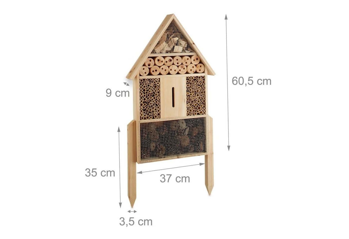 relaxdays Insektenhotel Natur Größe L mit Vogelschutz - Bild 3