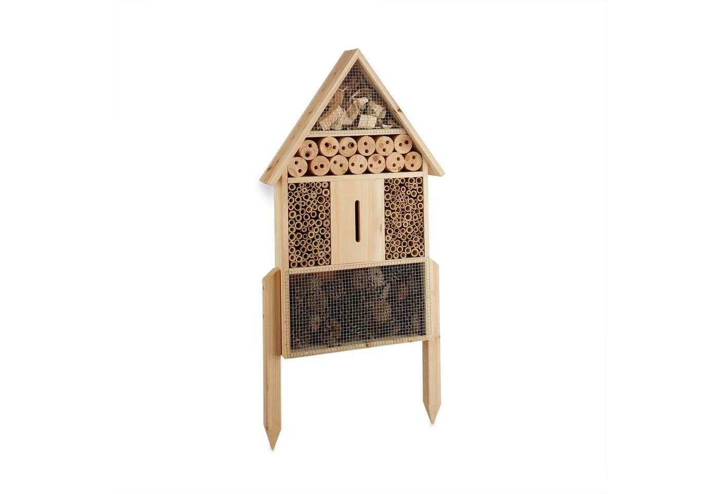 relaxdays Insektenhotel Natur Größe L mit Vogelschutz - Bild 5