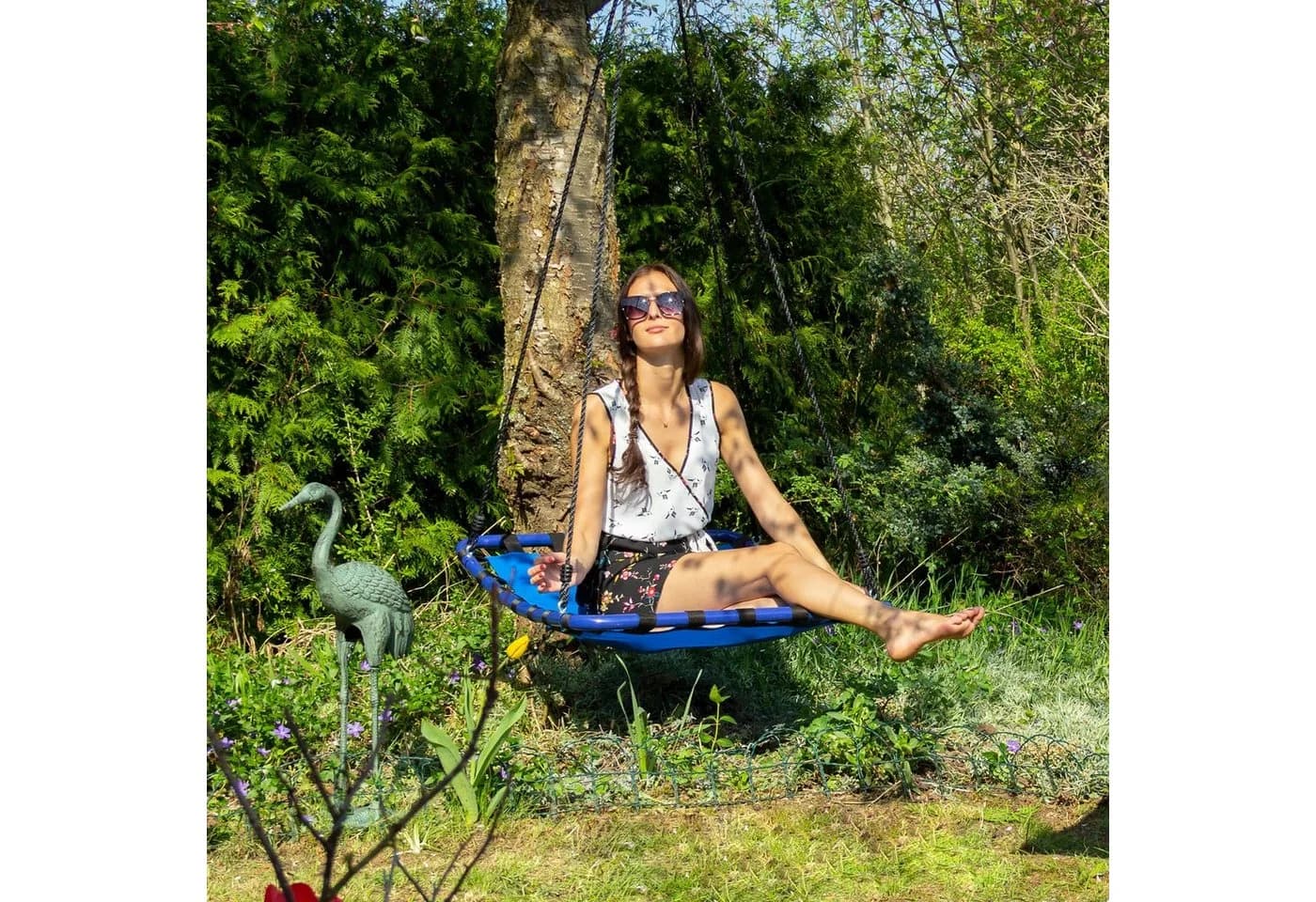 relaxdays Nestschaukel Outdoor viereckig Blau/Schwarz