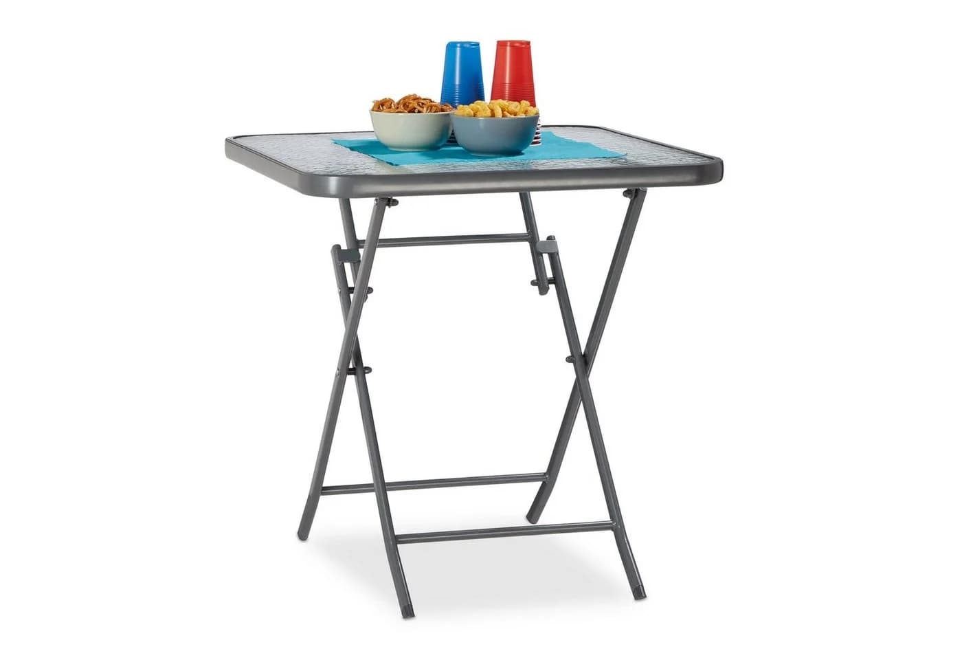 relaxdays Balkontisch Klappbar Grau Strukturiertes Glas - Bild 2