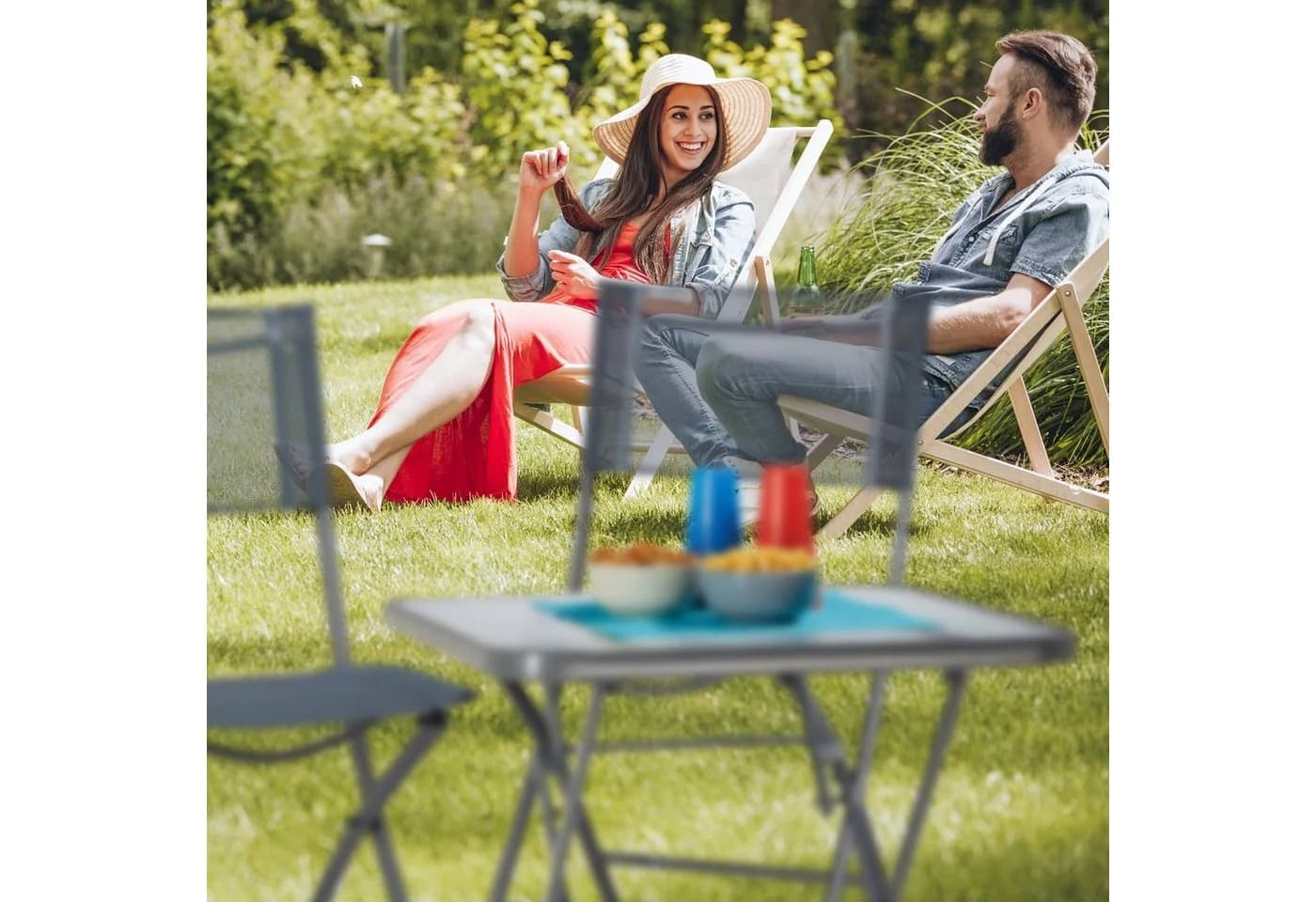 relaxdays Balkontisch Klappbar Grau Strukturiertes Glas - Bild 3