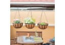 relaxdays Blumenampel 3er Set mit Kokoseinlagen Schwarz Bild 1