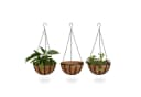 relaxdays Blumenampel 3er Set mit Kokoseinlagen Schwarz Bild 2