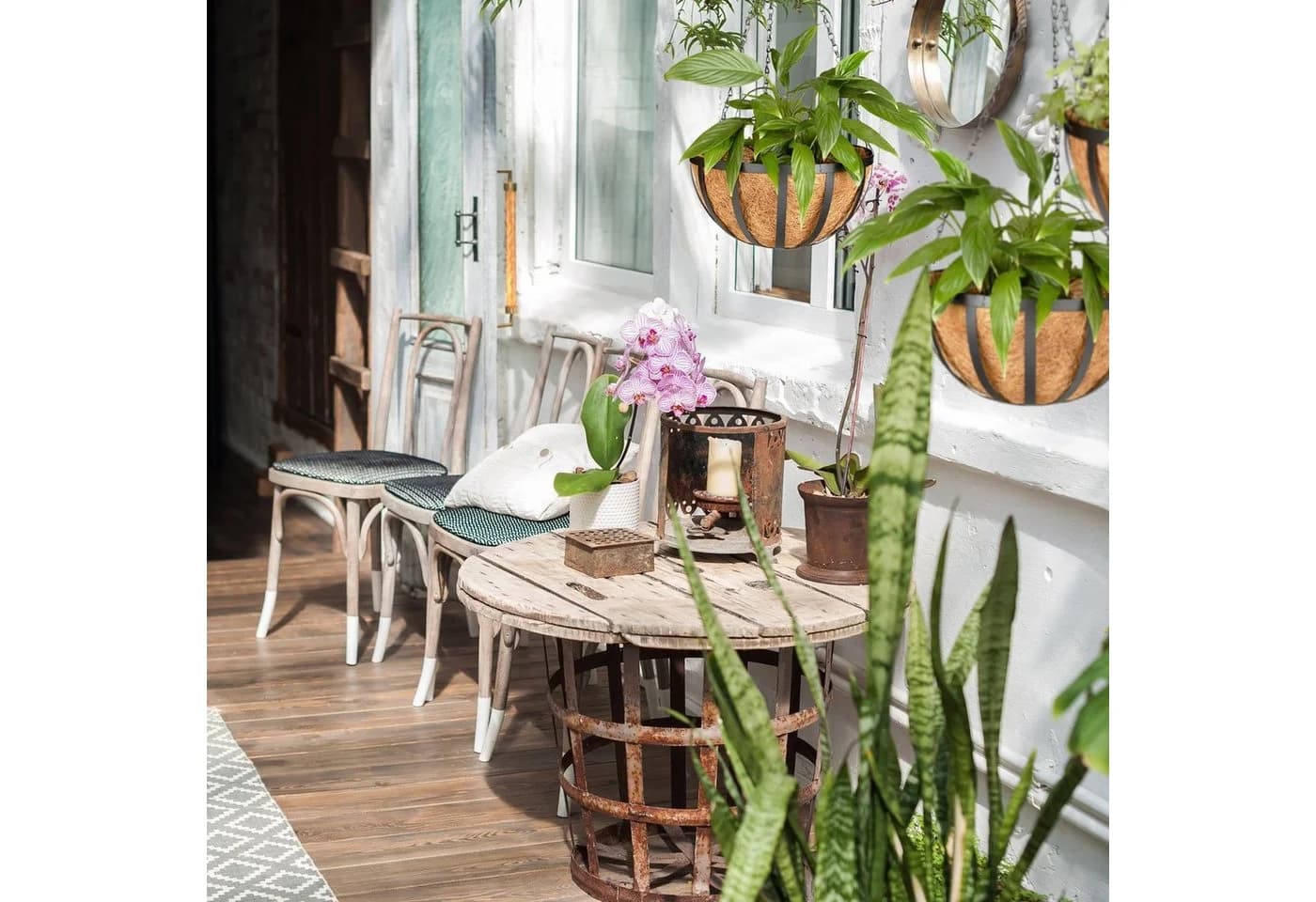 relaxdays Blumenampel 3er Set mit Kokoseinlagen Schwarz - Bild 5