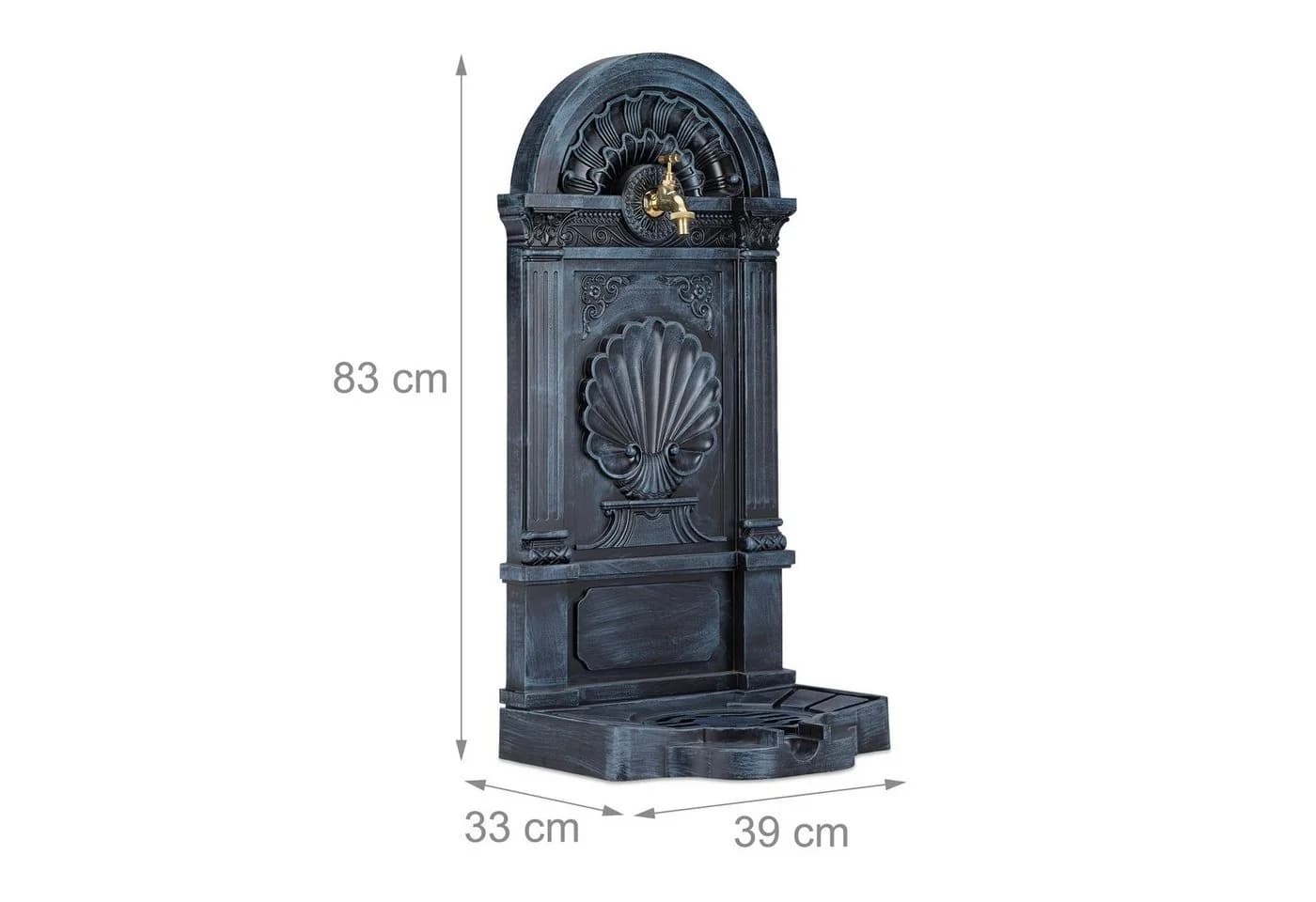 relaxdays Gartenbrunnen Standbrunnen Antik Grau Gold - Bild 4