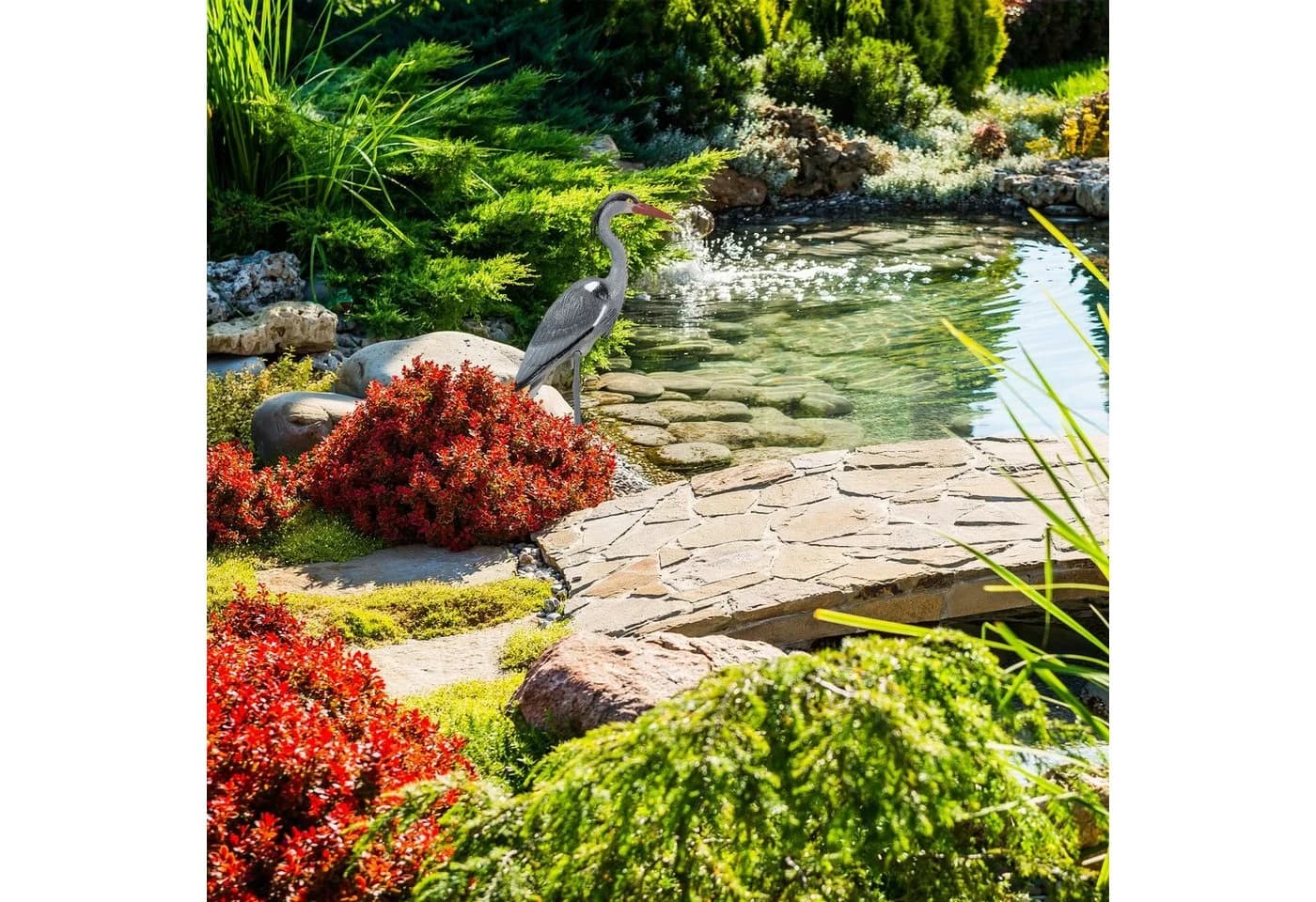 relaxdays Gartenfigur Graureiher - Wetterfester Reiherschreck aus Kunststoff - Bild 5