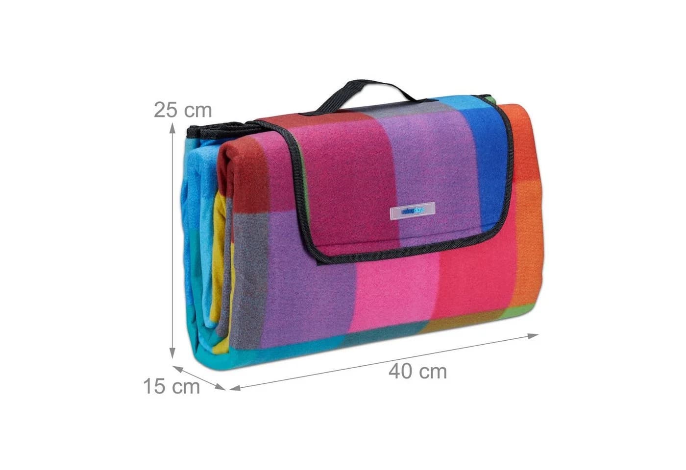 relaxdays Picknickdecke bunt kariert Fleece Outdoor 200x200 cm - Bild 5