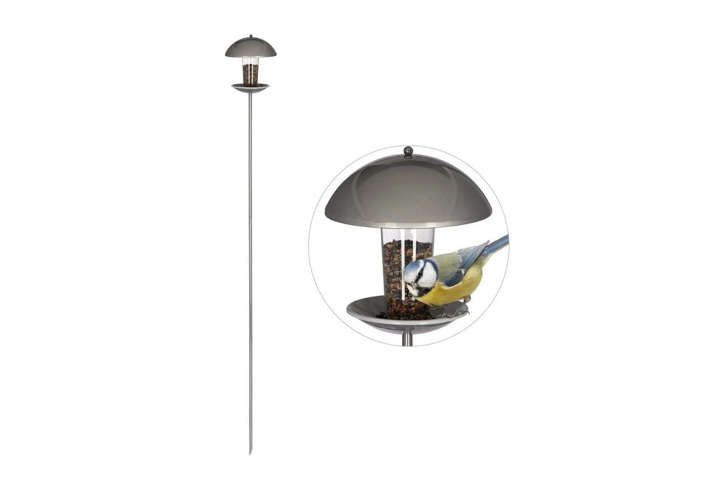 relaxdays Vogelfutterspender mit Stab Silber Transparent - Bild 2