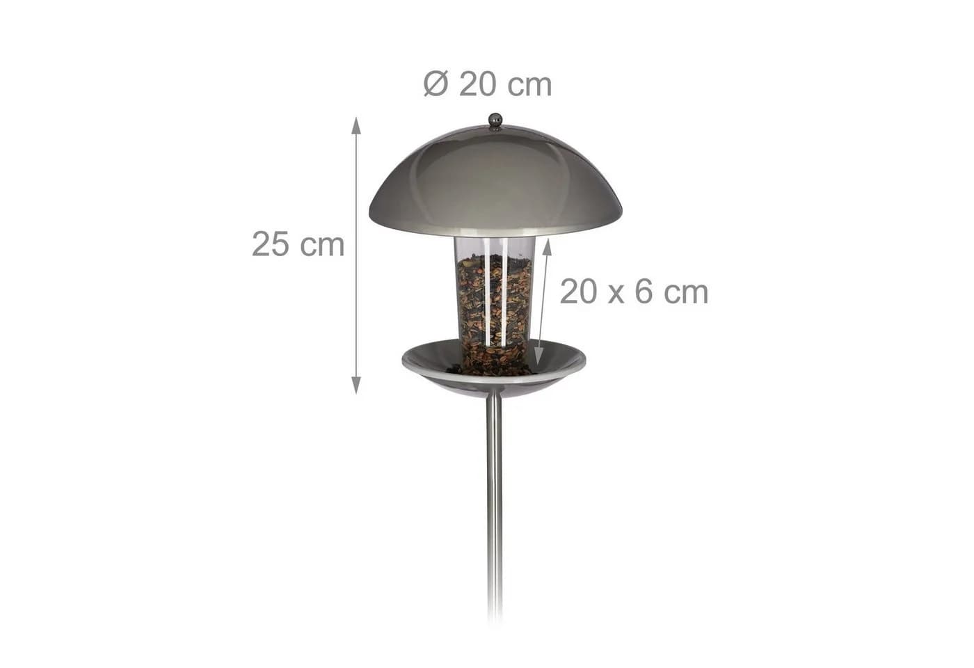 relaxdays Vogelfutterspender mit Stab Silber Transparent - Bild 5