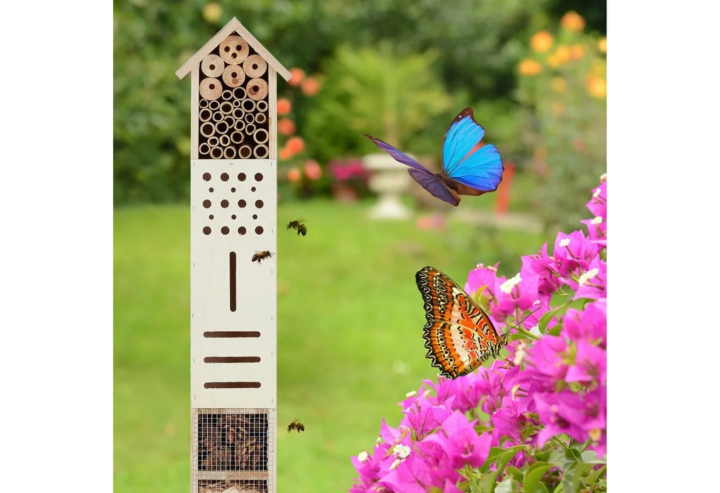 relaxdays Insektenhotel mit Erdspieß Natur Tannenholz - Bild 3