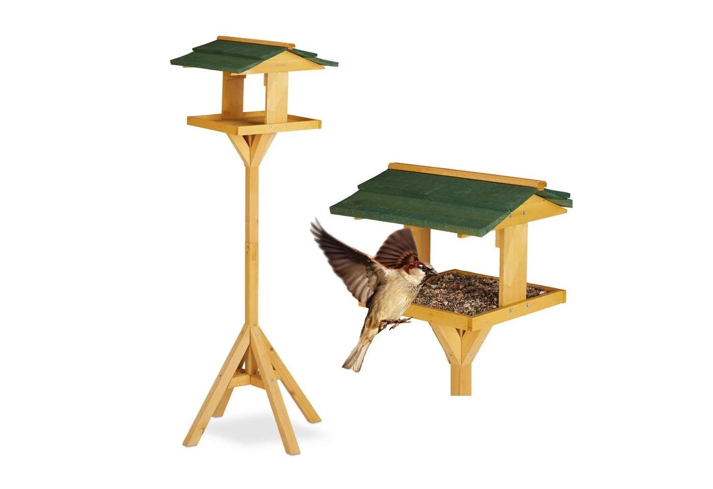 relaxdays Vogelhaus mit Ständer Tannenholz Grün - Bild 2