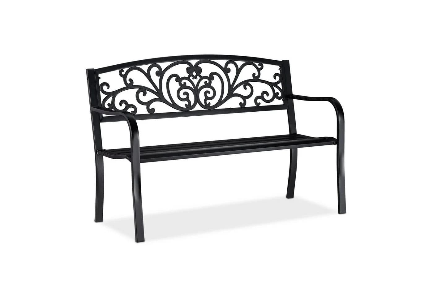relaxdays Gartenbank Metall Ornamente Schwarz - Bild 2