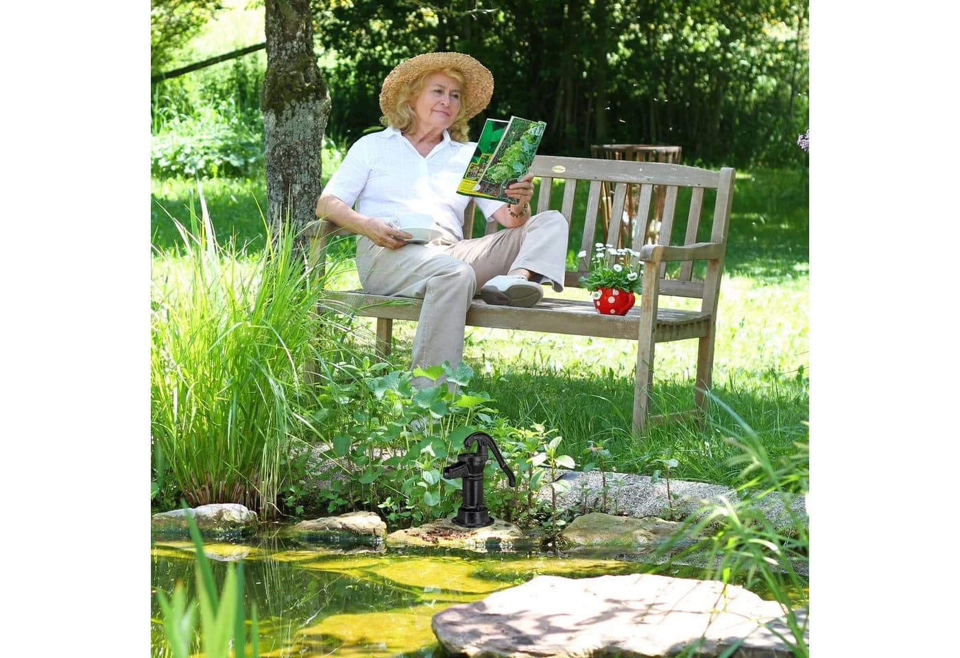 RELAXDAYS Deko Pumpe Gusseisen Schwarz Gartenfigur - Bild 3