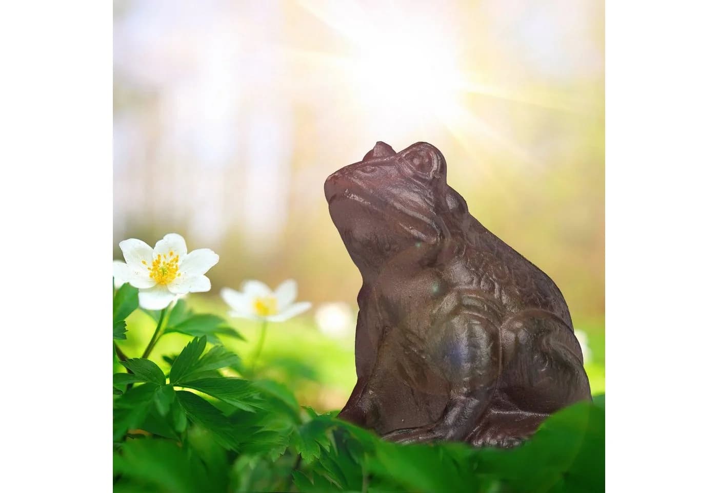 relaxdays Gartenfigur Frosch antik Braun Gusseisen
