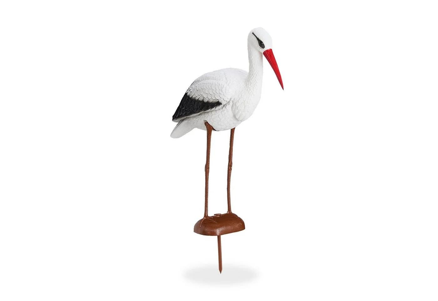 relaxdays Gartenfigur Storch Weiß Rot Schwarz Kunststoff - Bild 2