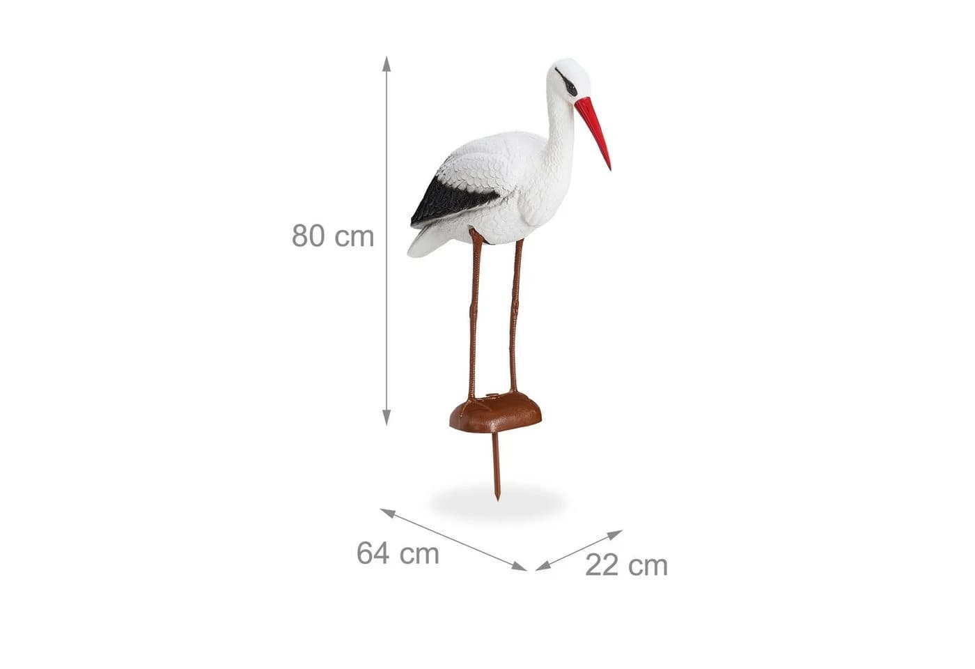relaxdays Gartenfigur Storch Weiß Rot Schwarz Kunststoff - Bild 4