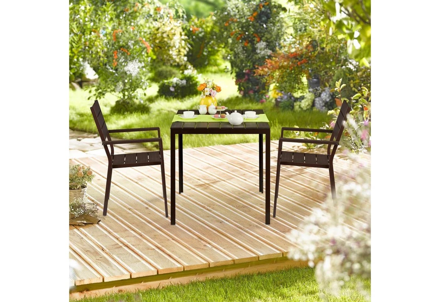 relaxdays Gartentisch Quadratischer Holzoptik