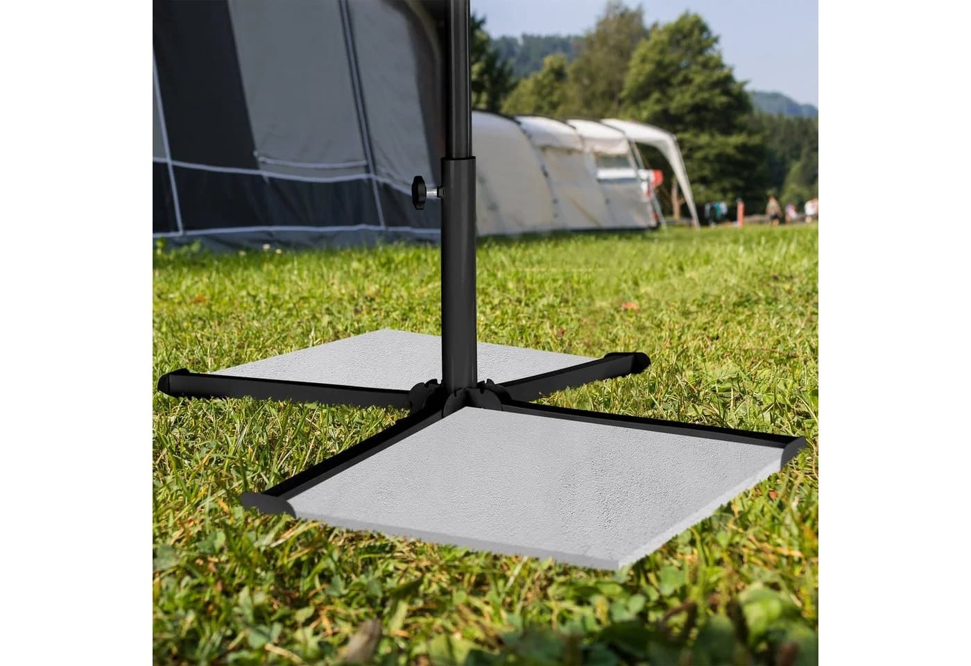 relaxdays Schirmhalter Schwarz Klappbar mit Steinplatten