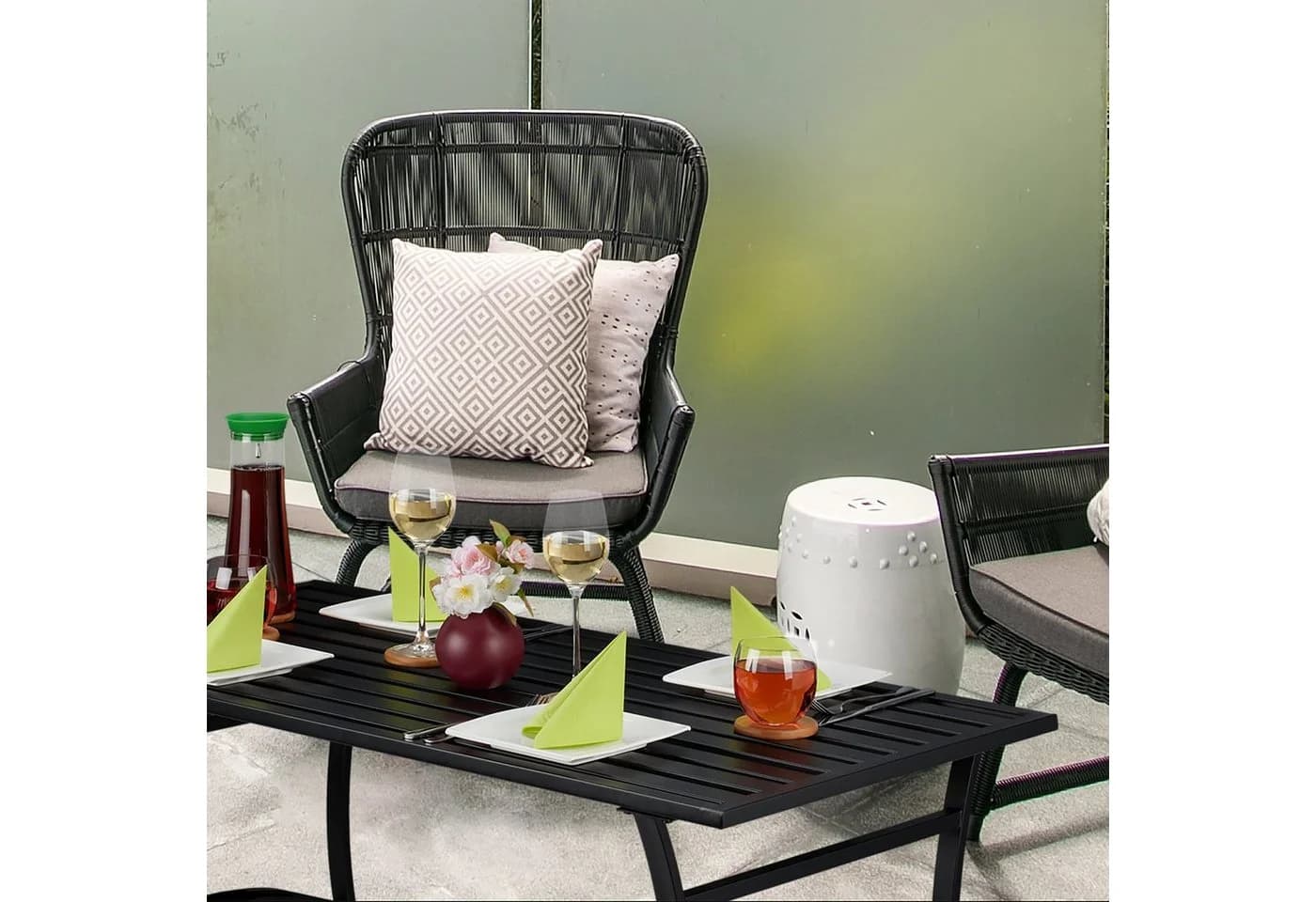 relaxdays Gartentisch Rechteckig Schwarz