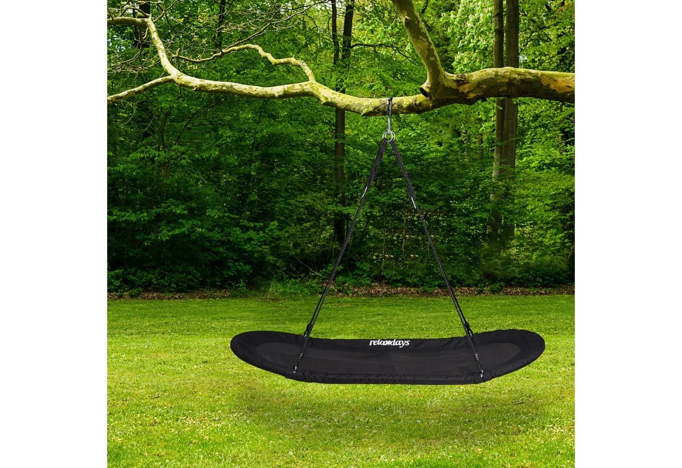 relaxdays Nestschaukel XXL Schwarz - Verstellbare Seilhöhe