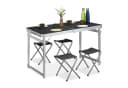 relaxdays Bierzeltgarnitur Campingtisch Set mit 4 Hockern Silber Grau Bild 2