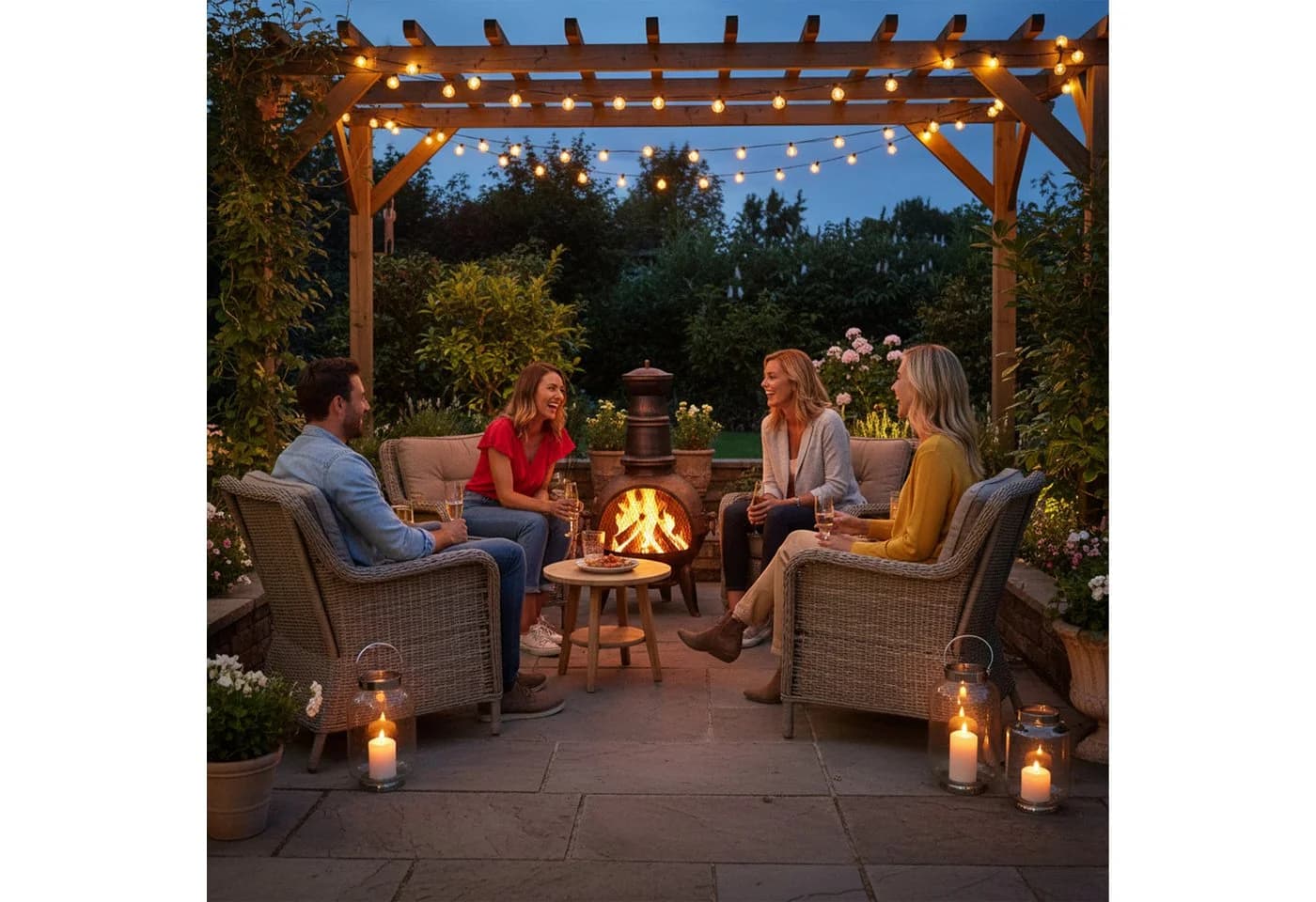 relaxdays Feuerkorb Terrassenofen Bronze Gusseisen